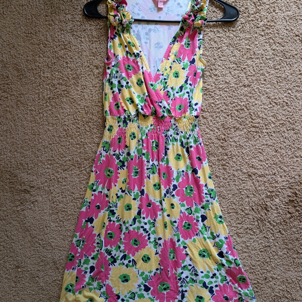 Lilly Pulitzer Floral Sleeveless Dress - Pink, Yellow, Green